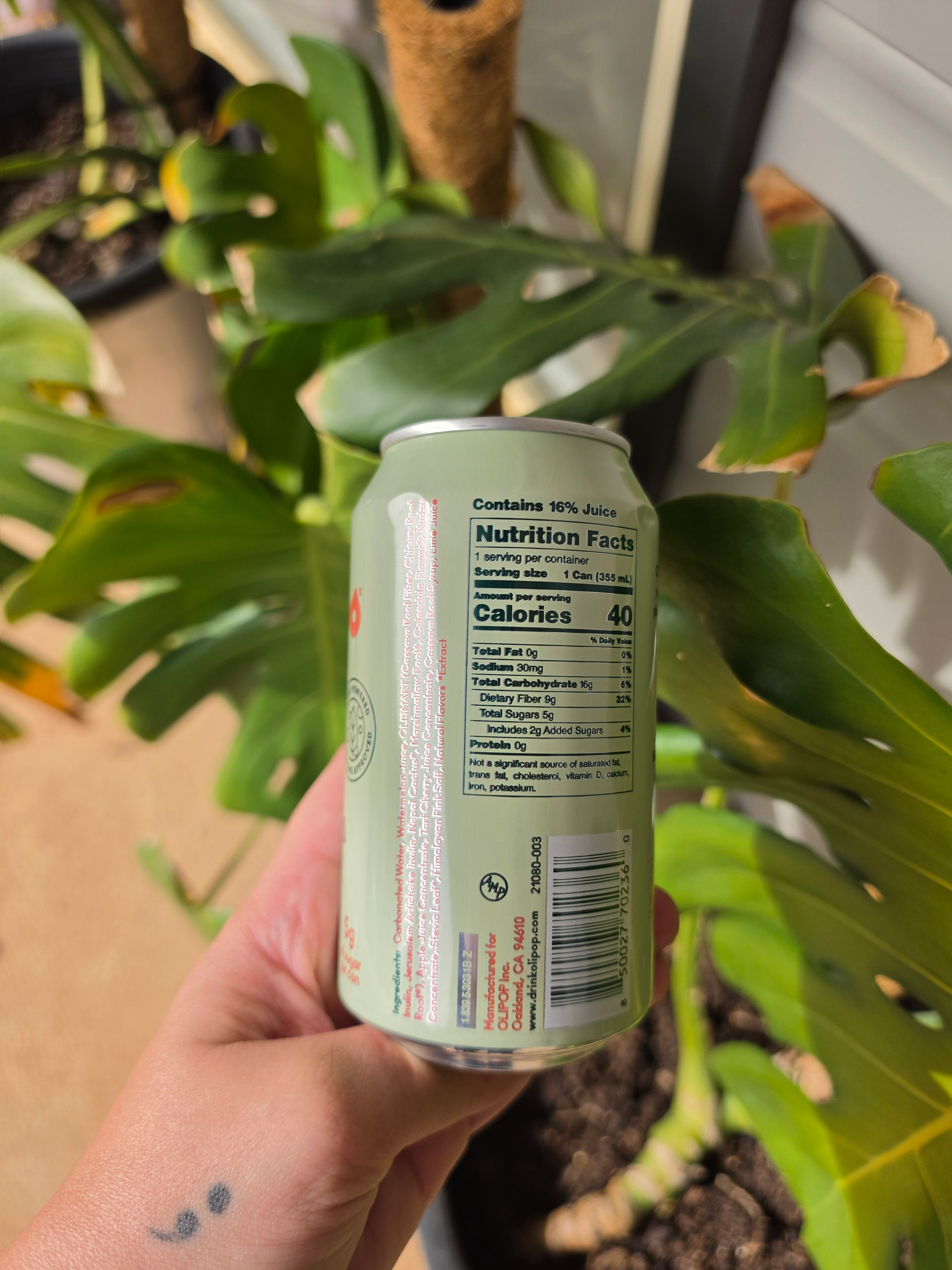 Olipop Watermelon Lime Soda 355ml